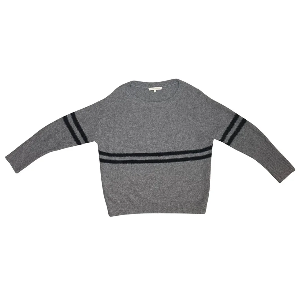 NakedCashmere Grey‎ 100% Cashmere Striped Crewneck Sweater N20171 Mens Medium